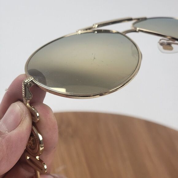 Versace Aviator Sunglasses VE2249 1002/7P Gold Metal Frame Gold Mirror Lens 65mm - Picture 15 of 16